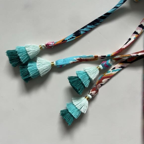 Hale Bob Oona mini Dress turquoise blue print Size M Boho chic Western Festival - Picture 11 of 12